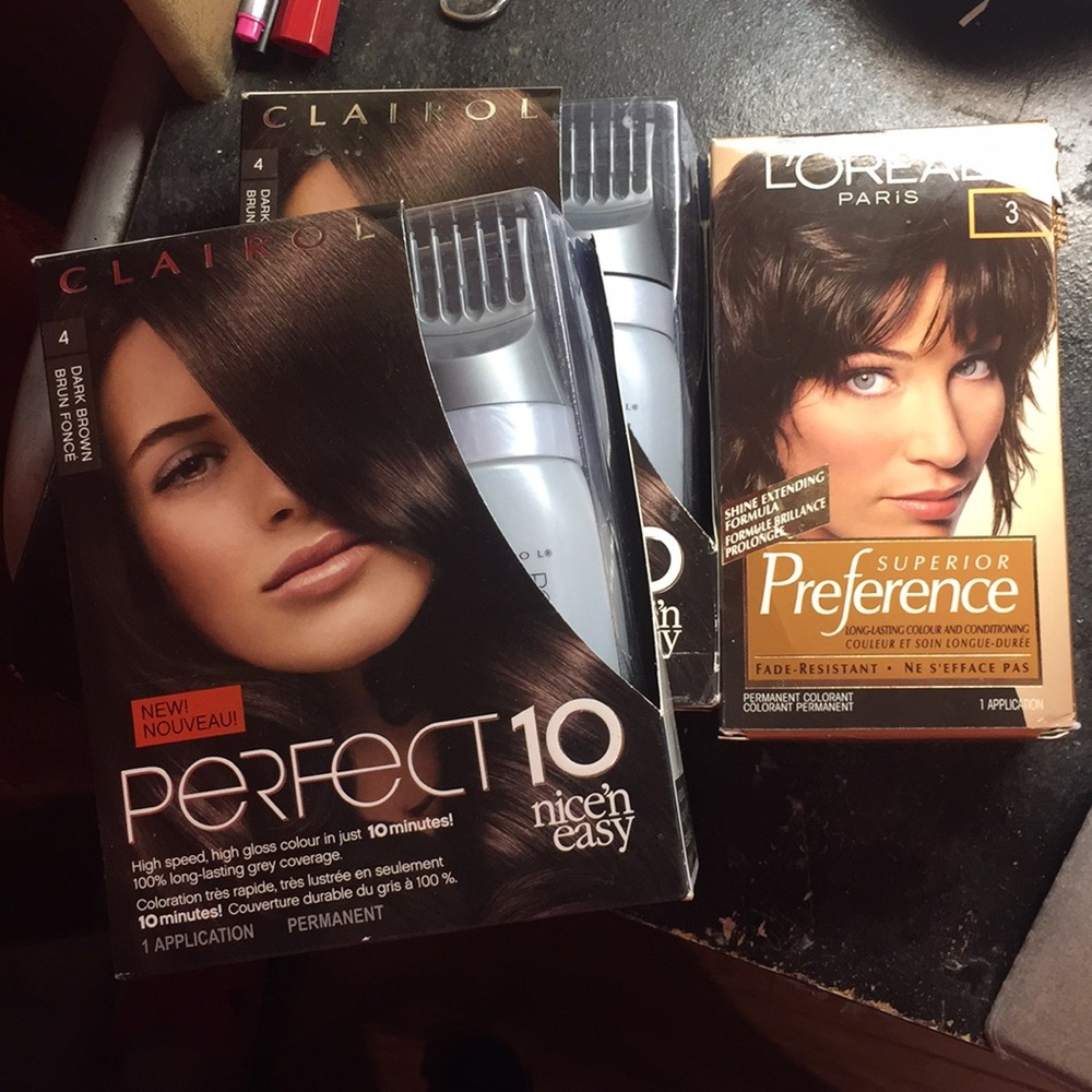 3 Dark Brown Hair Box Dye NEW